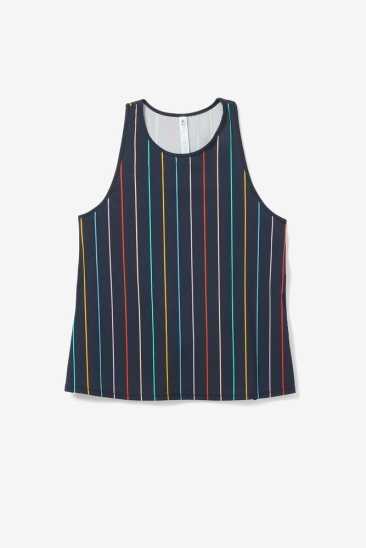 Fila Femme Cross Court Tie Up Back Tank 096 Indigo Ink / Rainbow Stripe Fila France XBR-174692